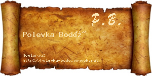 Polevka Bodó névjegykártya